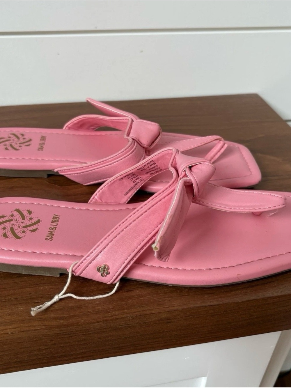 New Sam & Libby Tia Pink Bow Womens Sandals Flip Flops Slides Preppy Coquette 10 - Picture 6 of 6
